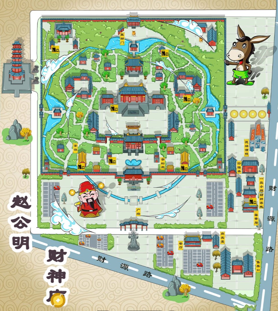新郑寺庙类手绘地图